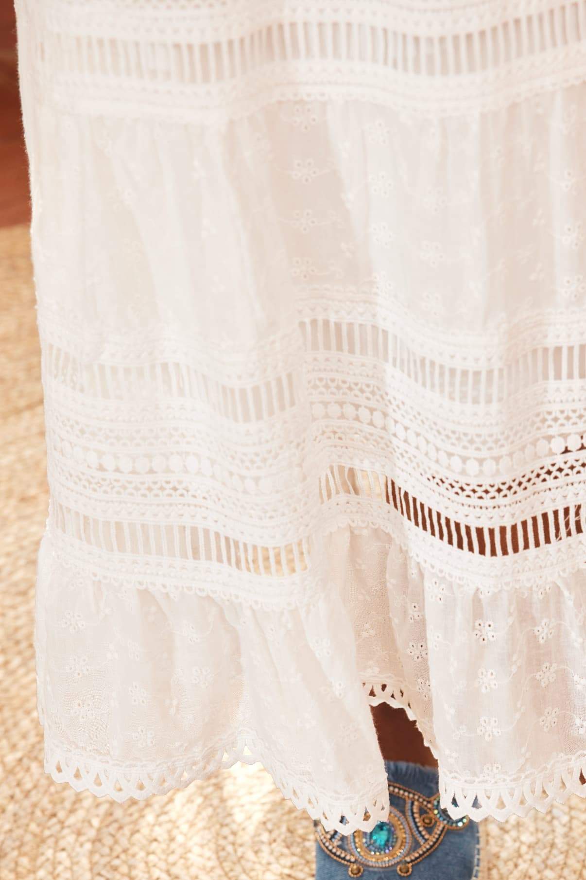 Amora™ Ellie Floral Dantel Kenarlı Midi Etek