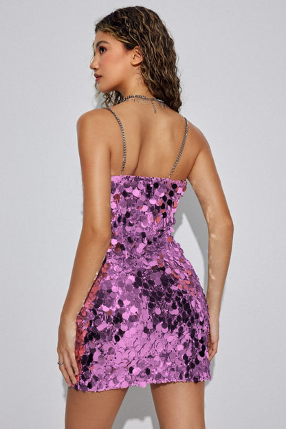 Amora™ Erica Sequins Metal Zincir Mini Elbise