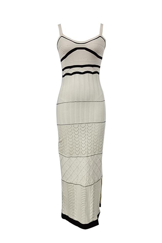 Amora™ Esther Knit Hollow Out Uzun Yırtmaçlı Elbise