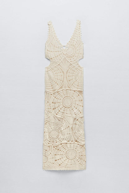 Amora™ Ethel Cut-out Tığ İşi Uzun Elbise