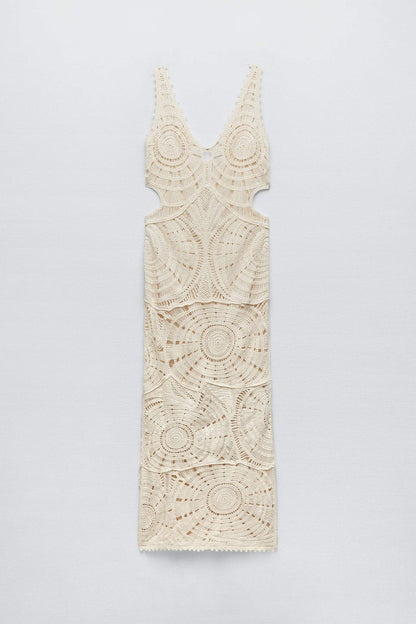 Amora™ Ethel Cut-out Tığ İşi Uzun Elbise