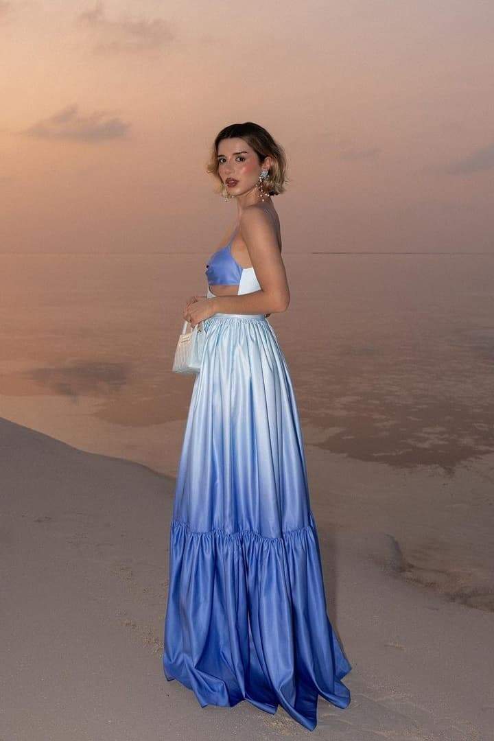 Amora™ Ethel Cut-out Gradient Maxi Slip Elbise