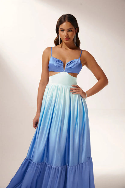 Amora™ Ethel Cut-out Gradient Maxi Slip Elbise