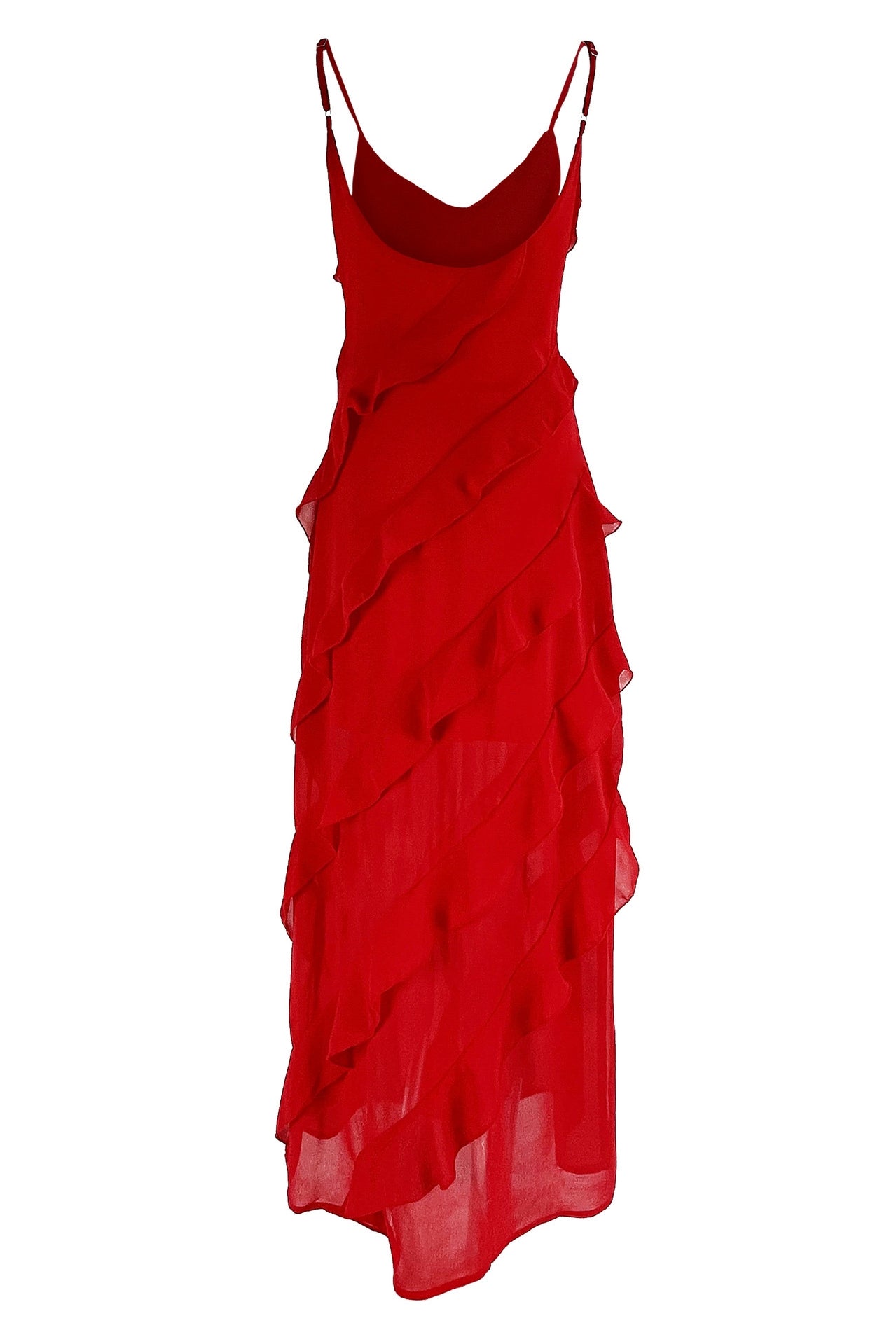 Amora™ Eve Şifon Fırfırlı Uzun Slip Elbise