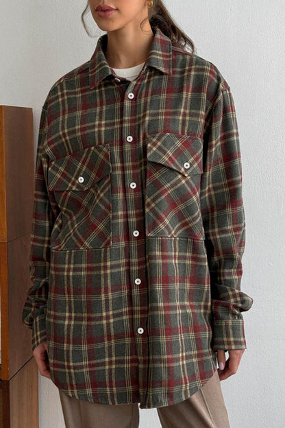 Amora™ Vintage Bol Günlük Ekose Gömlek