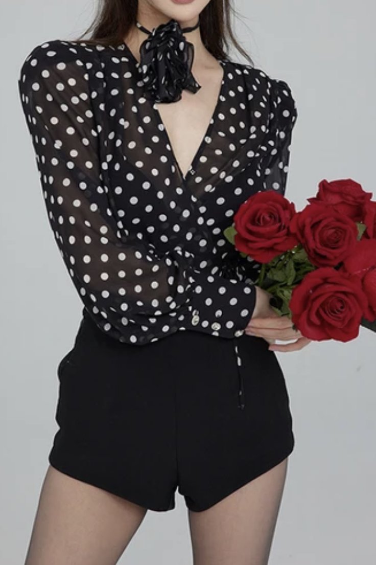 Amora™ Gilda Polka Dot Uzun Kollu Bluz