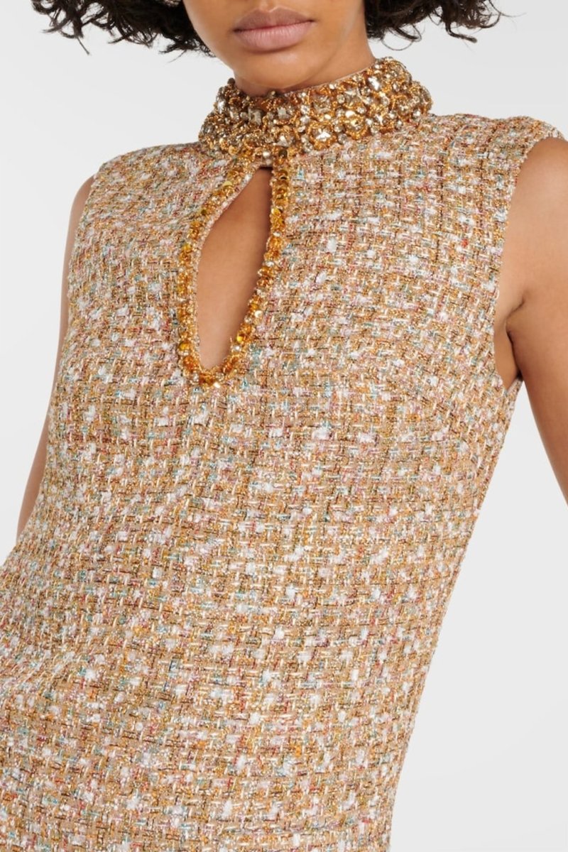 Amora™ Gill Tweed Süslemeli Mini Tweed Elbise