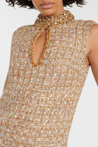 Amora™ Gill Tweed Süslemeli Mini Tweed Elbise