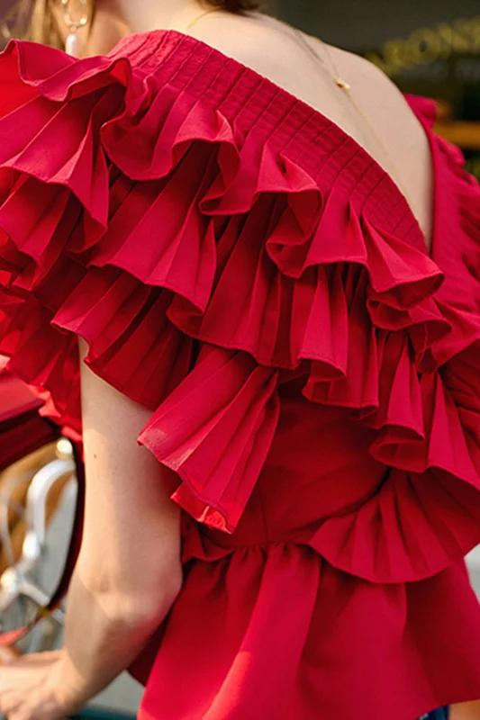 Amora™ Helen Ruffle V Yaka Bluz