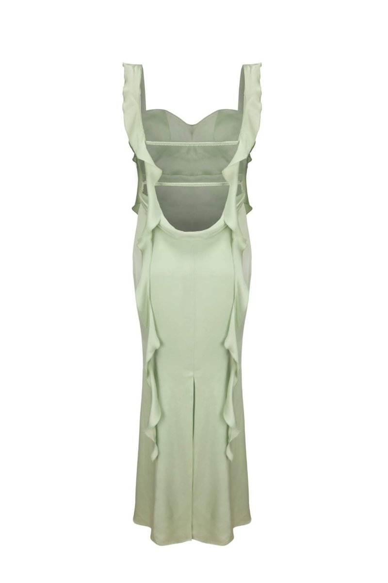 Amora™ Hilda Ruffle Ribbon Sırtı Açık Uzun Elbise