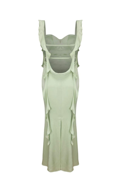 Amora™ Hilda Ruffle Ribbon Sırtı Açık Uzun Elbise