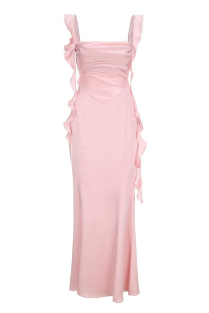 Amora™ Hilda Ruffle Ribbon Sırtı Açık Uzun Elbise