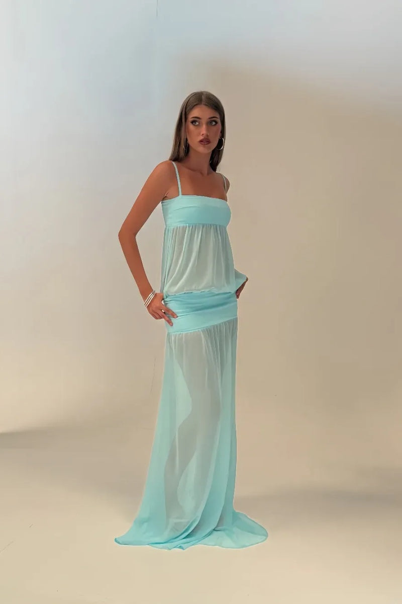 Amora™ Blue Sheer Maxi Dress