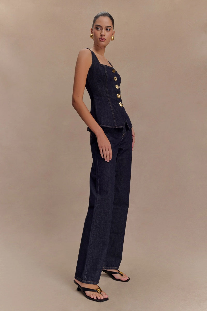 Amora™ Sleeveless Buttoned Denim Set