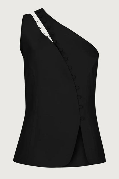 Amora™ Ascent One-Shoulder Button Detail Top