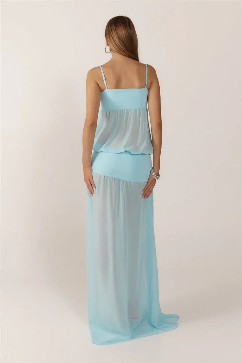 Amora™ Blue Sheer Maxi Dress