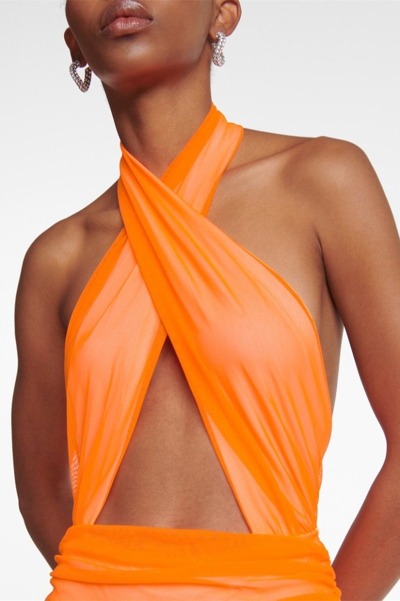 Amora™ Jodie Cross Halter Yaka Uzun Elbise