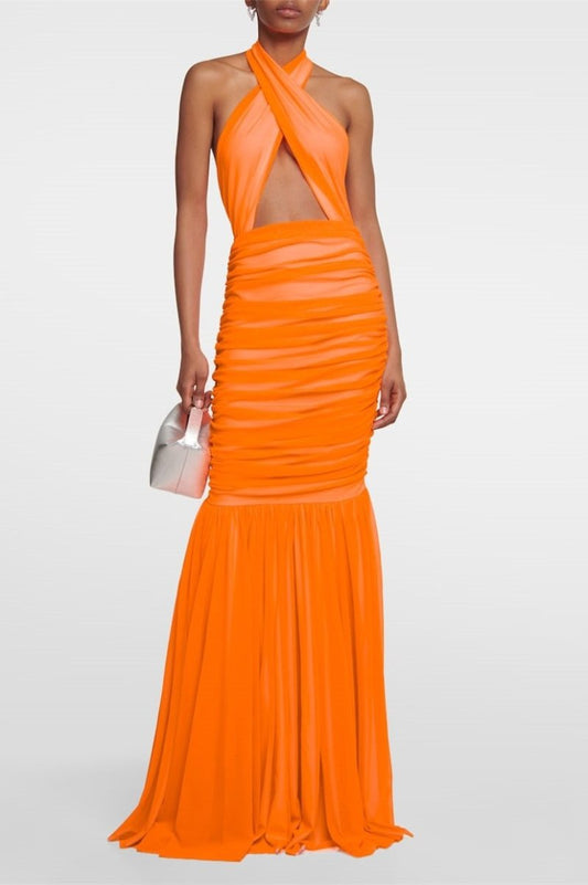 Amora™ Jodie Cross Halter Yaka Uzun Elbise