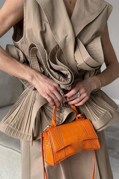Amora™ Suzanne Yaka Yaka Volanlı Polyester Üst