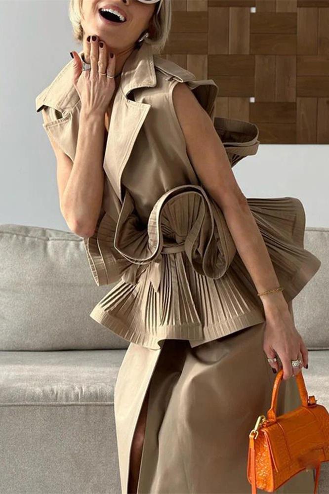 Amora™ Suzanne Yaka Yaka Volanlı Polyester Üst