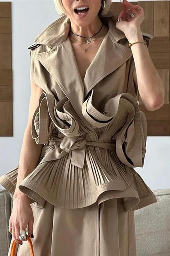 Amora™ Suzanne Yaka Yaka Volanlı Polyester Üst