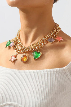 Amora™ Metalik Vintage Taşlı Kolye