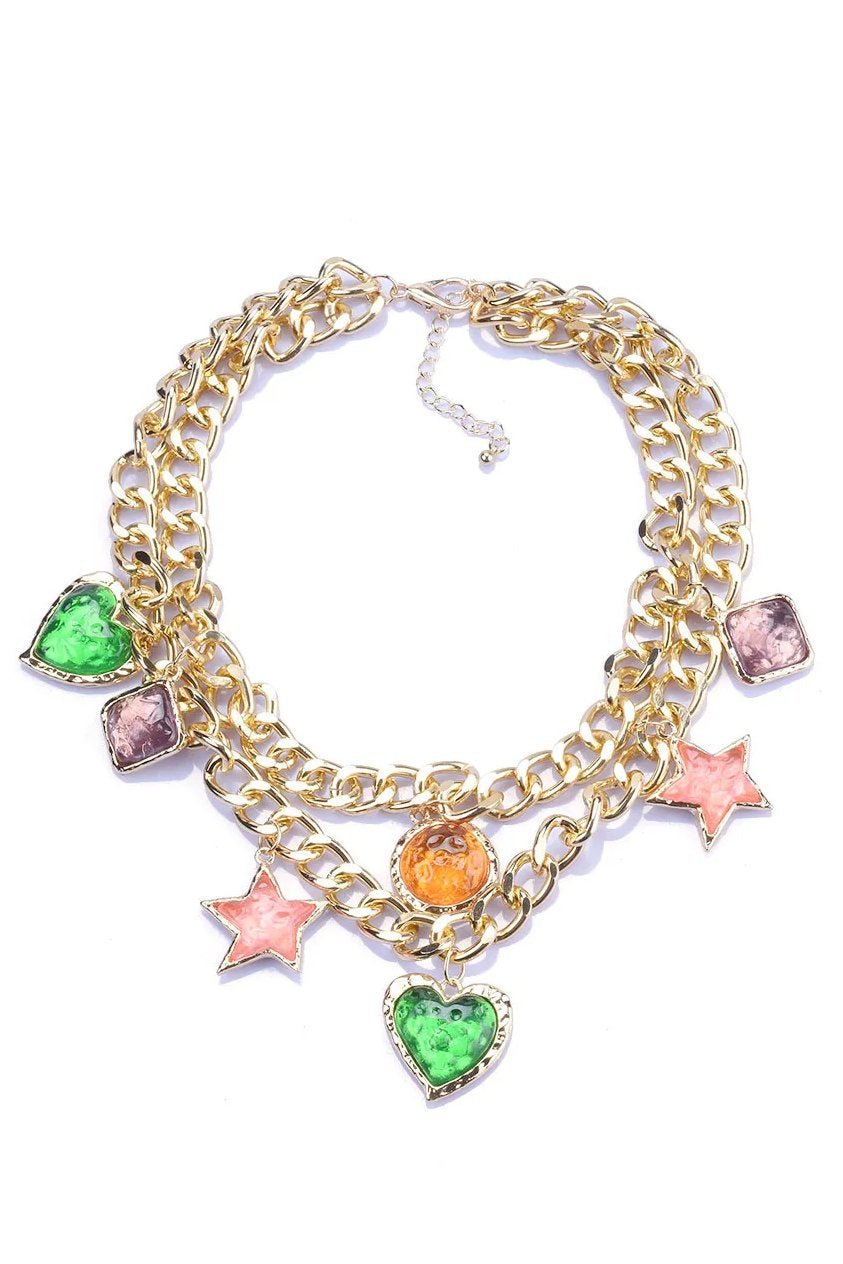 Amora™ Metalik Vintage Taşlı Kolye