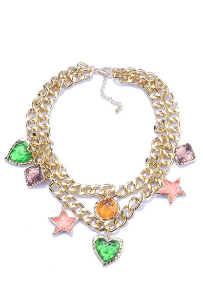 Amora™ Metalik Vintage Taşlı Kolye