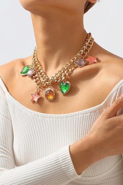 Amora™ Metalik Vintage Taşlı Kolye