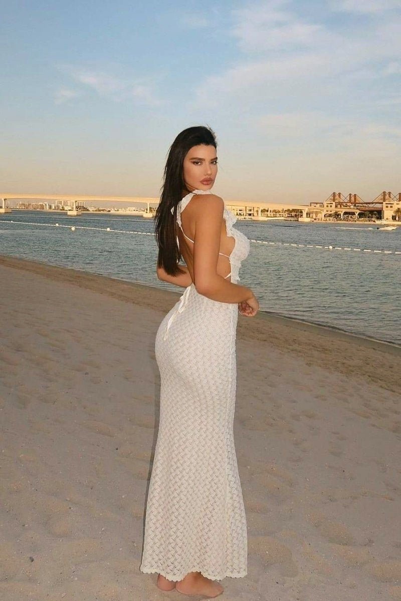 Amora™ Muriel Ruffle Cut-out Örme Uzun Elbise