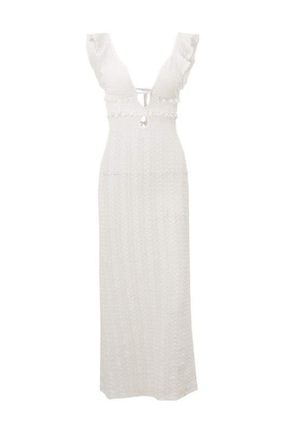 Amora™ Muriel Ruffle Cut-out Örme Uzun Elbise