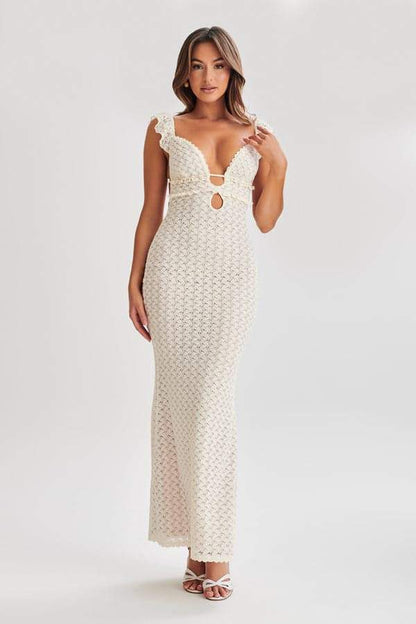 Amora™ Muriel Ruffle Cut-out Örme Uzun Elbise