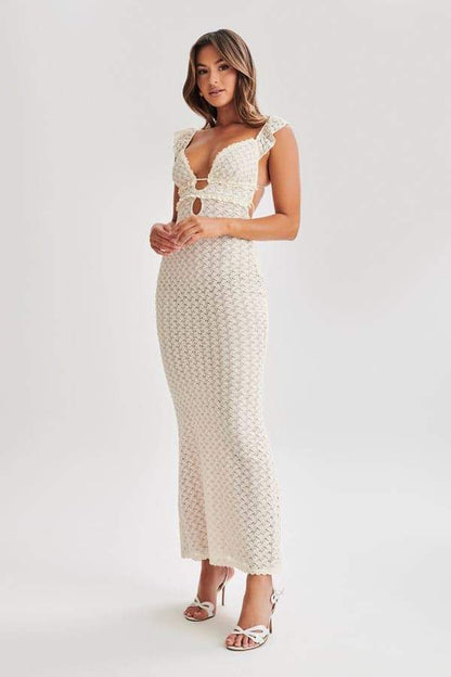 Amora™ Muriel Ruffle Cut-out Örme Uzun Elbise