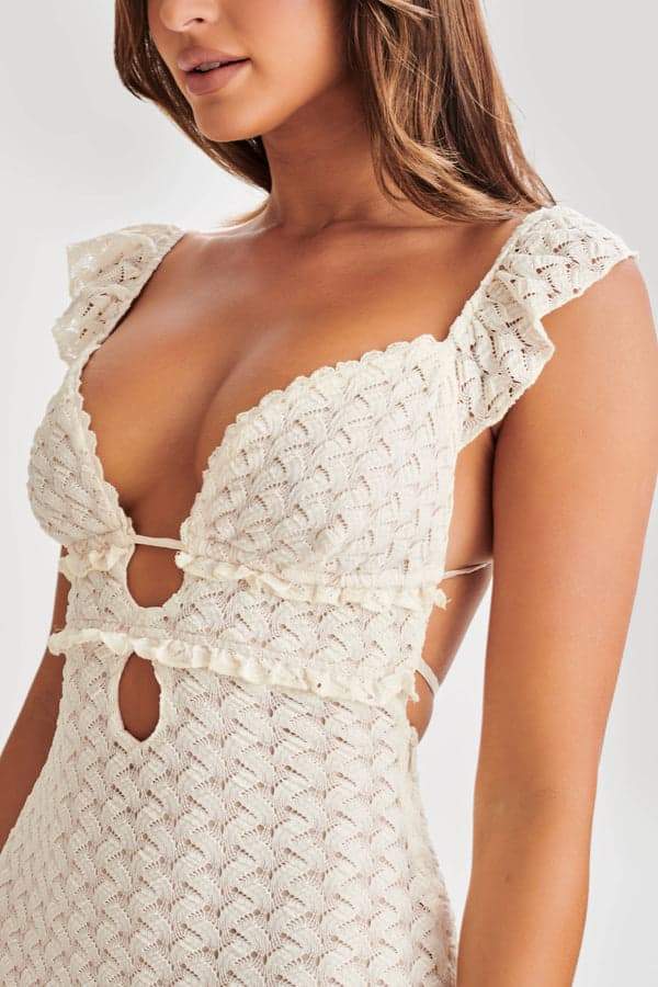 Amora™ Muriel Ruffle Cut-out Örme Uzun Elbise