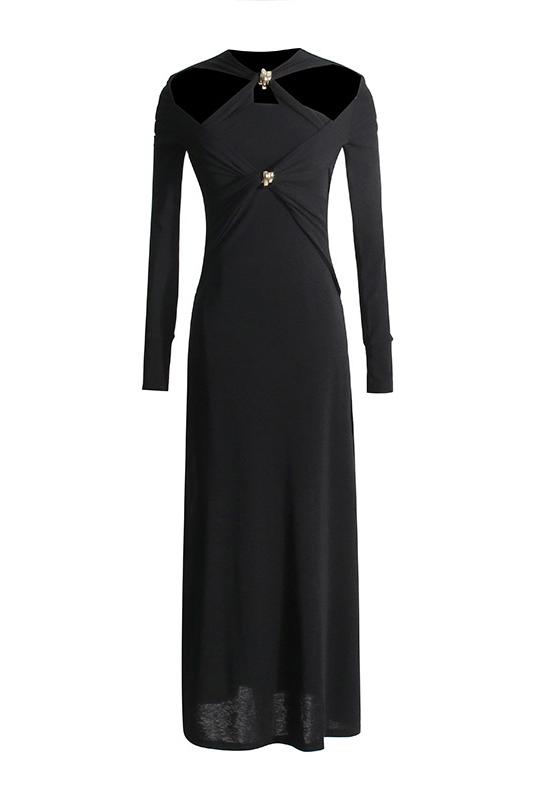 Amora™ Nita Cut-out Çapraz Göğüs Midi Örgü Elbise