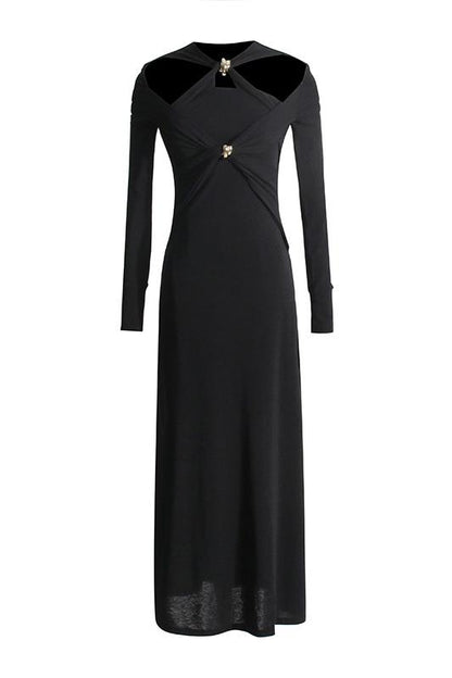 Amora™ Nita Cut-out Çapraz Göğüs Midi Örgü Elbise