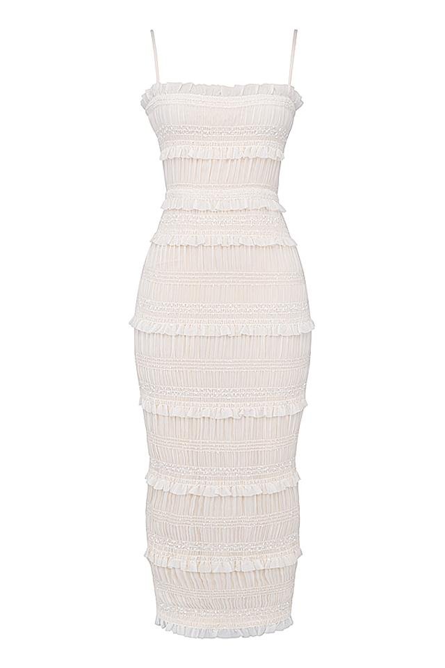 Amora™ Orkide Plisse Trimli Slip Uzun Elbise