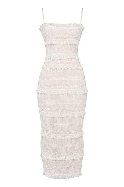 Amora™ Orkide Plisse Trimli Slip Uzun Elbise