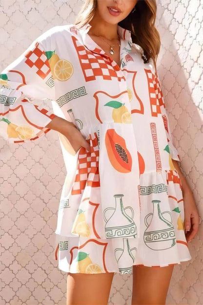 Amora™ Etnik Stil Bol Gömlek Kısa Elbise