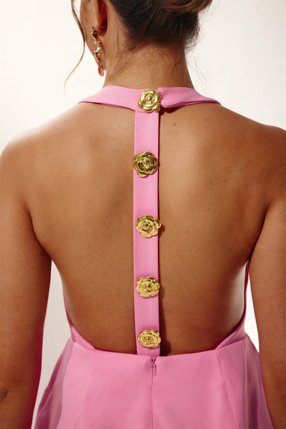 Amora™ Rebecca Halter Sırtı Açık Mini Elbise
