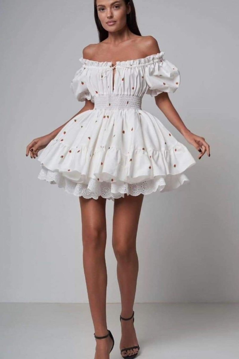 Amora™ Rebecca Baskılı Puf Kollu Mini Elbise