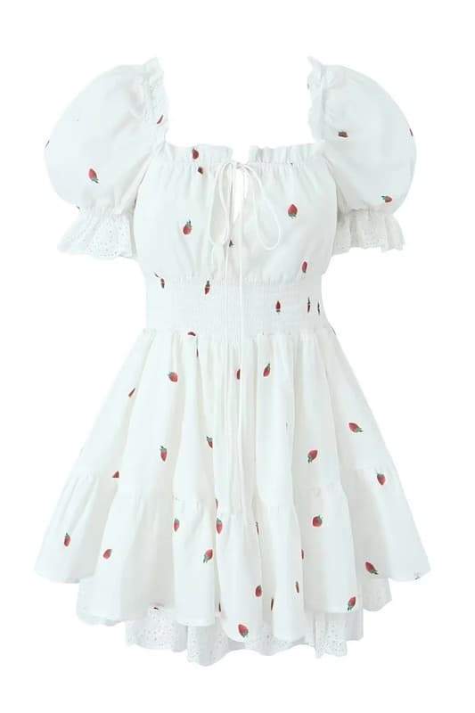 Amora™ Rebecca Baskılı Puf Kollu Mini Elbise