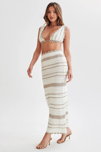 Amora™ Sandra Tığ İşi Çizgili Set