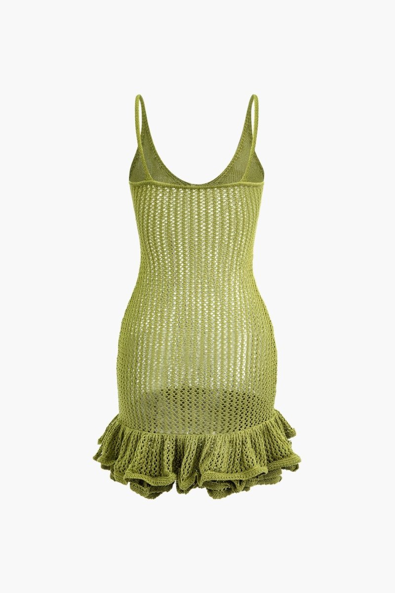 Amora™ Sara V Yaka Volanlı Etek Örgü Mini Elbise