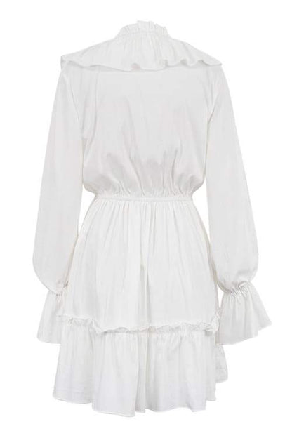 Amora™ Sharon V Yaka Volanlı Mini Elbise