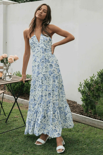 Amora™ Sue Çiçek Baskılı Halter Yaka Uzun Sundress