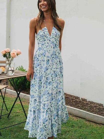 Amora™ Sue Çiçek Baskılı Halter Yaka Uzun Sundress