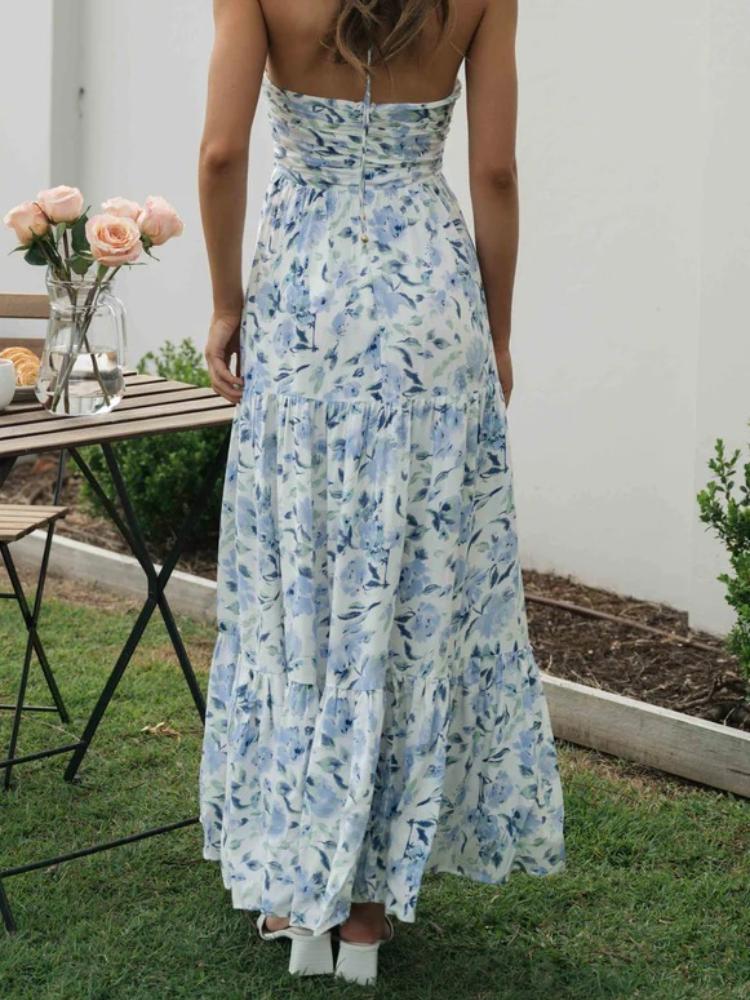 Amora™ Sue Çiçek Baskılı Halter Yaka Uzun Sundress