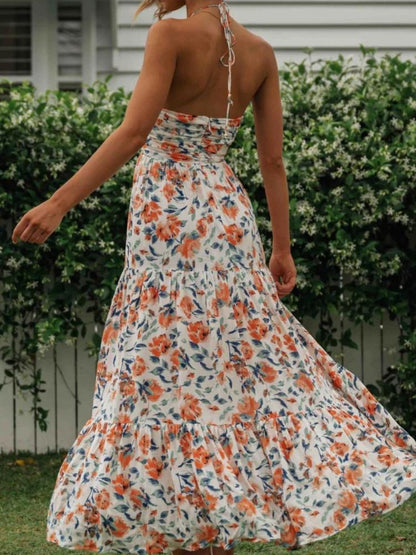 Amora™ Sue Çiçek Baskılı Halter Yaka Uzun Sundress