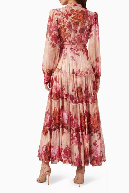 Amora™ Sylvia Uzun Kollu Çiçekli Maxi Elbise